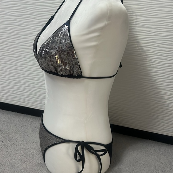 Just (Roberto) Cavalli bikini swimsuit silver sequins black size XS IT 40 - Picture 4 of 5